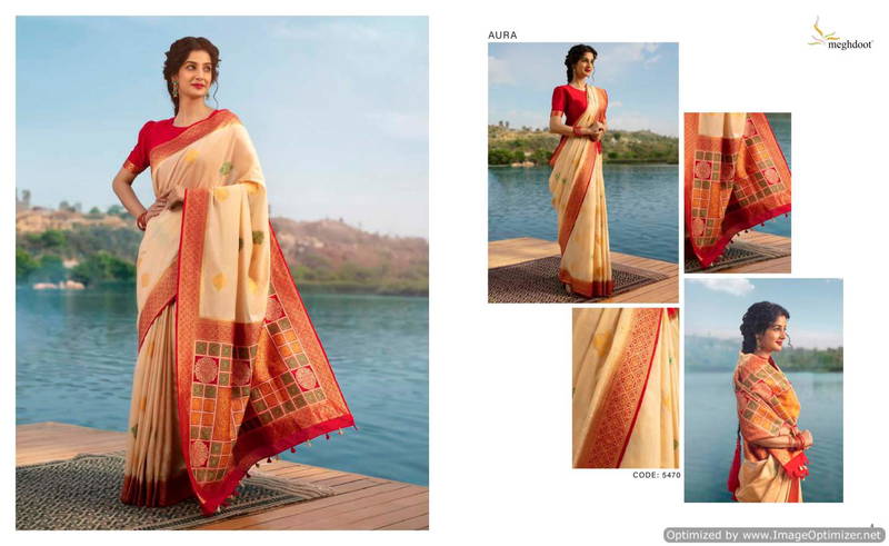 Meghdoot Aura New Fancy Ethnic Wear Handloom Silk Designer Saree Collection